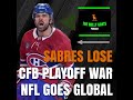 Sabres Eliminated, CFB Playoff Wars, Global NFL, &amp; Top 10 Memorial Day Things