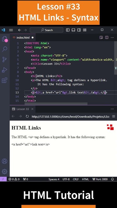 HTML Tutorial - Lesson 33: HTML Links - Syntax #shorts #html #html5 # ...