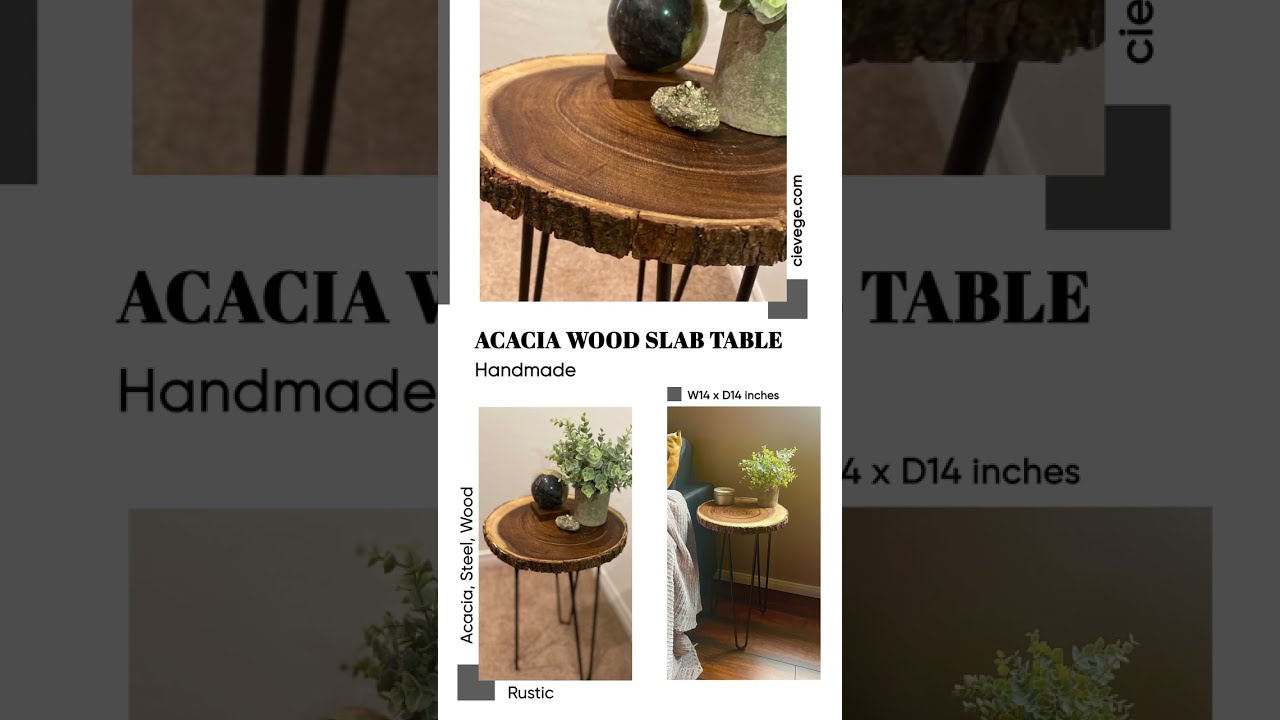 Live Edge Acacia Wood Slab Coffee Table Sidetable Nightstand Shorts Woodentable Cievege