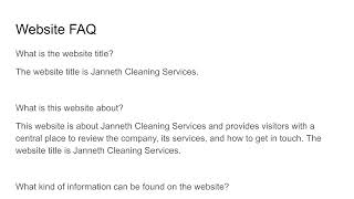 Janneth Cleaning Services | jannethcleaning.com | Website Overview