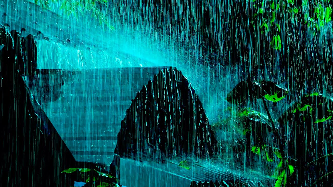 Heavy Rain and Thunderstorm at Night for Deep, Natural and Healing Sleep - Rainy Night Therapy
