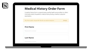 Celebrity Medical History Order Form | How to keep track of medical history orders in @Notion Wealth