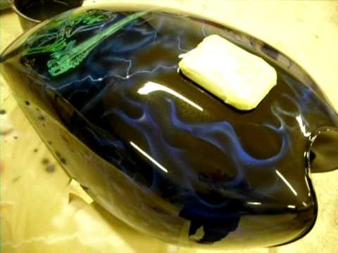 Airbrush kandy blue flames and reaper - YouTube