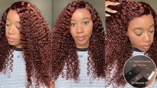 PRE-EVERYTHING FRONTAL WIG | REDDISH BROWN JERRY CURLY HAIR | NO GLUE NEEDED FT.NADULA HAIR