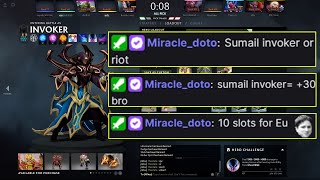 Miracle convinces Sumail to pick Invoker into Sumail's suggestion for Nigma to qualify & win Major