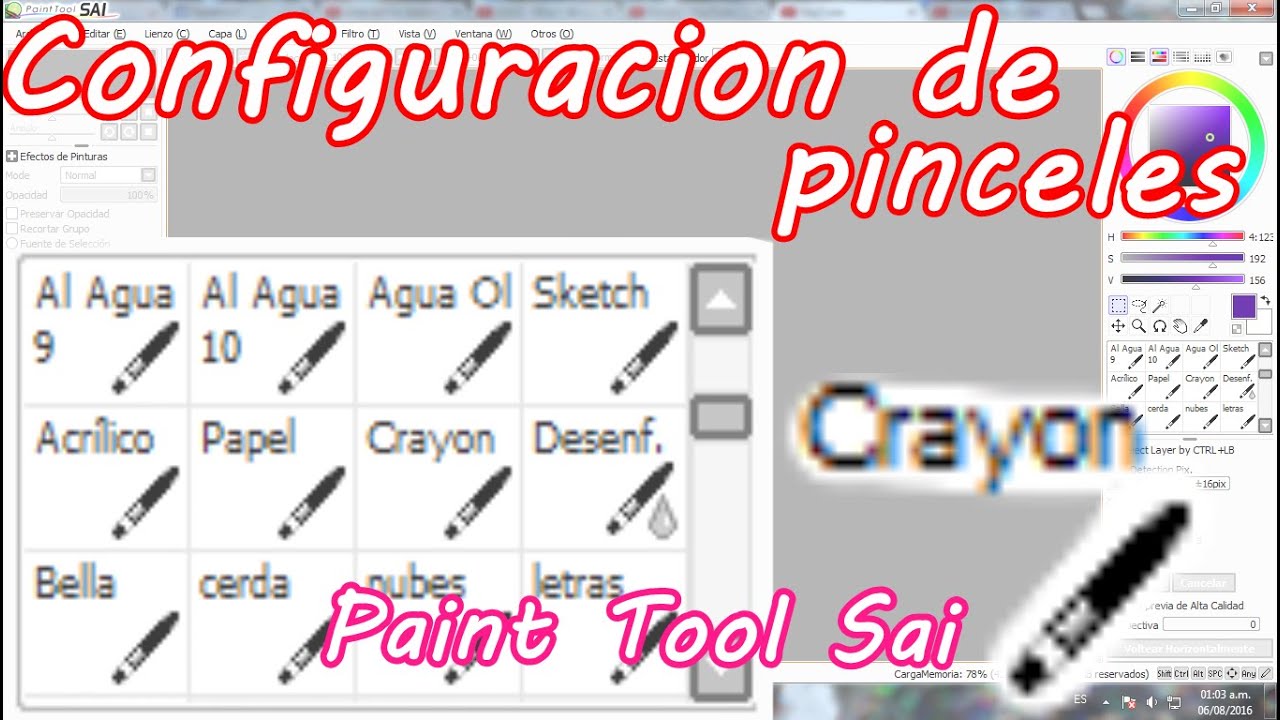 Configuracion de pinceles en Paint Too Sai Tutorial