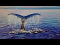 Easy Beginner Acrylic Painting Whale Tail Ocean LIVE Step by Step Tutorial
