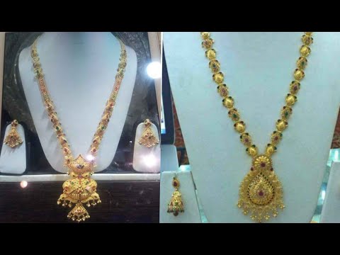 #mygoldjewellary || gold long haram collection matching earings ...