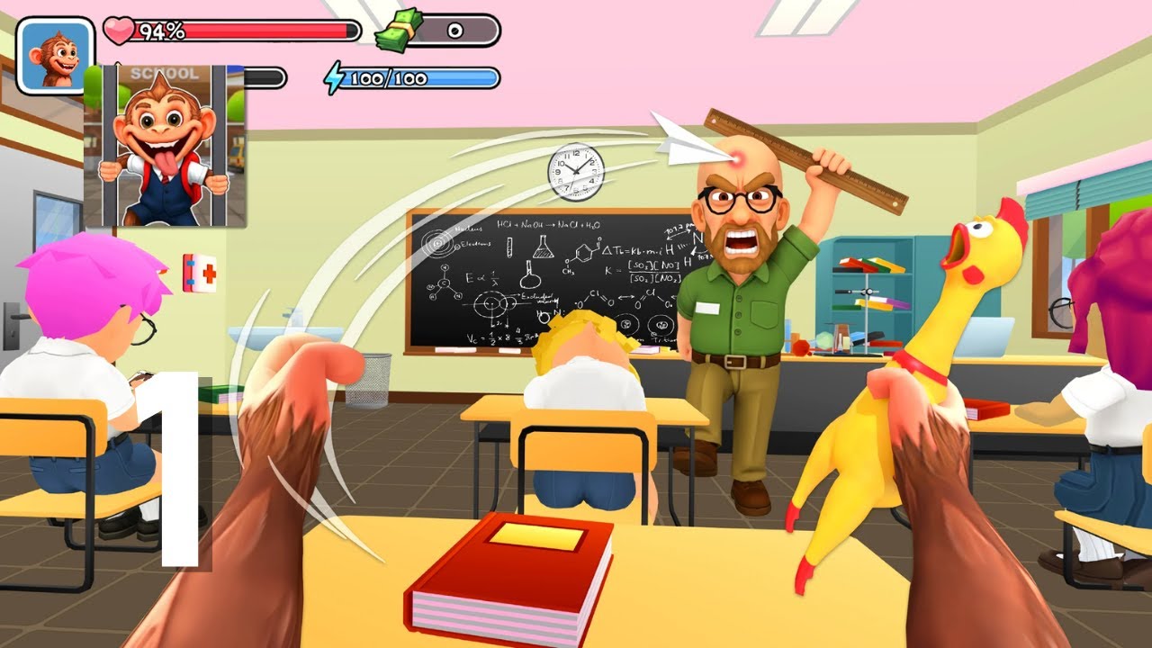 Monkey Student: School Prank - Прохождение игры, часть 1 (Android, IOS)
