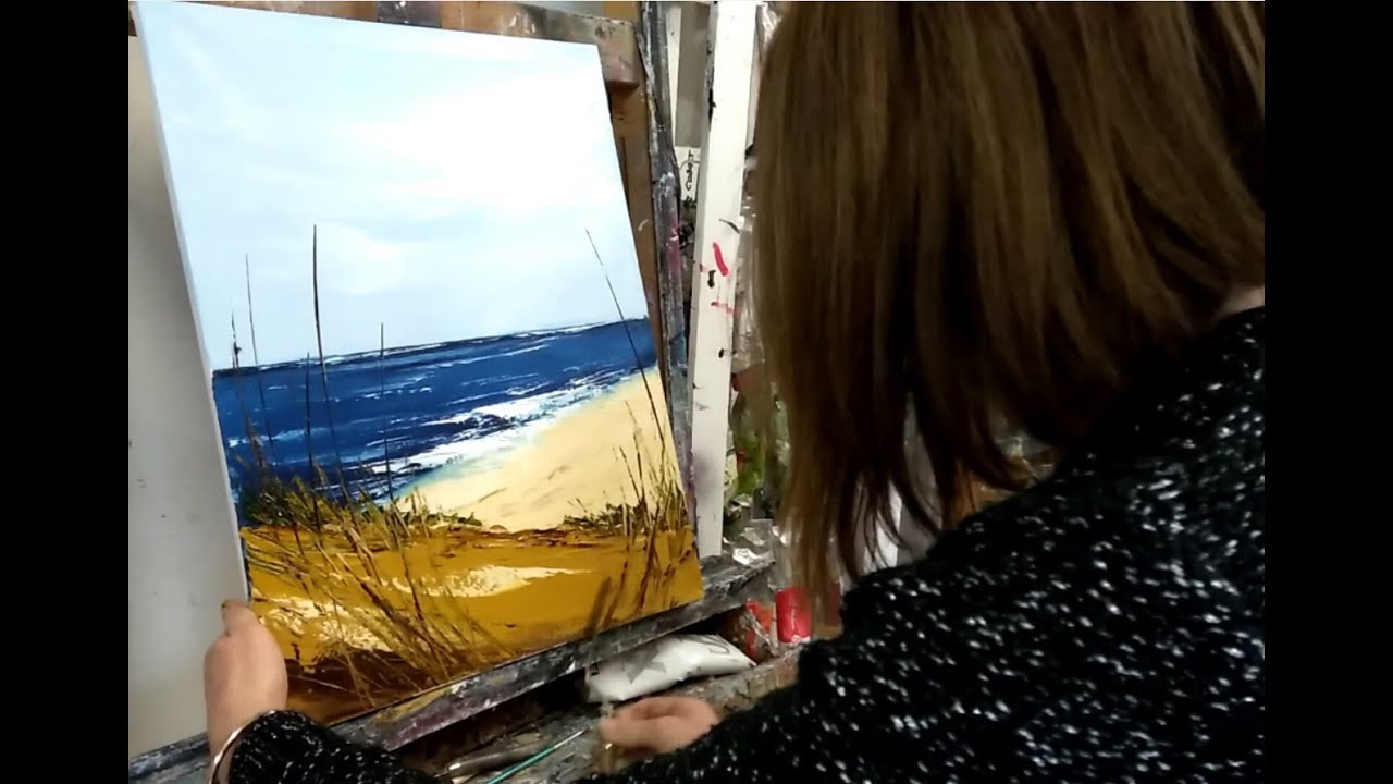 TUTO PEINTURE AU COUTEAU FACILE 'LE BORD DE MER par Nelly LESTRADE 