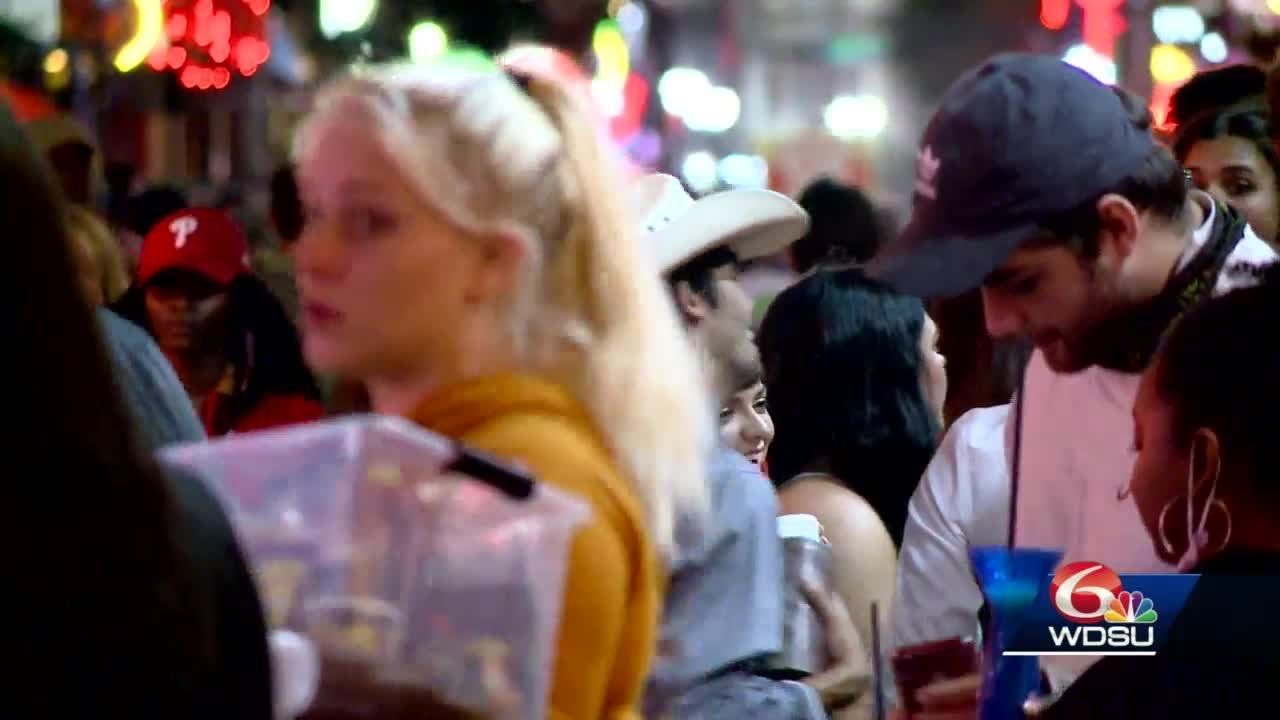 Large crowds on Bourbon Street