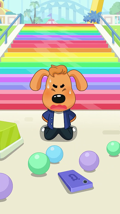 Jangan Main HP Saat Turun Tangga! 📵📱🚶‍♂️ | Kepala Polisi Labrador#labrador   #kartun    #shorts