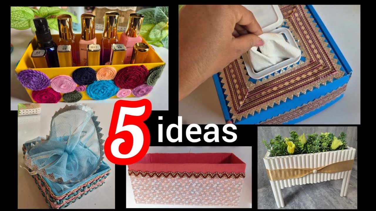 Waste cardboard box craft ideas | diy organizer | box decoration ideas |
