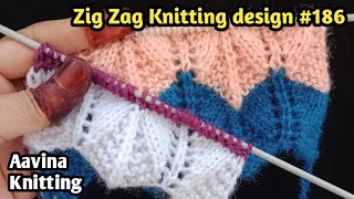 Easy knitting sweater design #186 | Two colour zig zag Knitting pattern