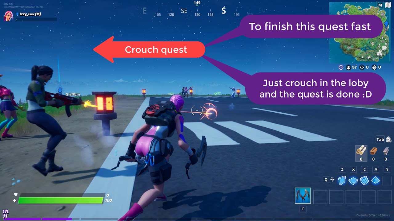 Fortnite =How to finish crouch 20m of an opponent IN 20 seconds hack ...