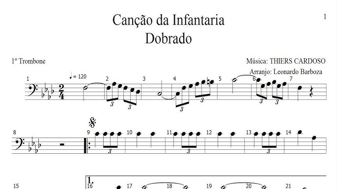 Partitura - Canção da Infantaria (Saxofone Alto em Mib) 