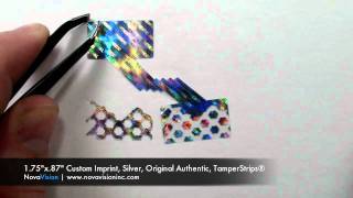 Security Label - 1.75x.87 Custom Imprint, Silver, Original Authentic, TamperStrips®