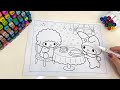 💗My Melody & My Sweet Piano Tea Time ☕️🍰🍓 ASMR coloring | Cozy Cute Marker Art ✨🎹
