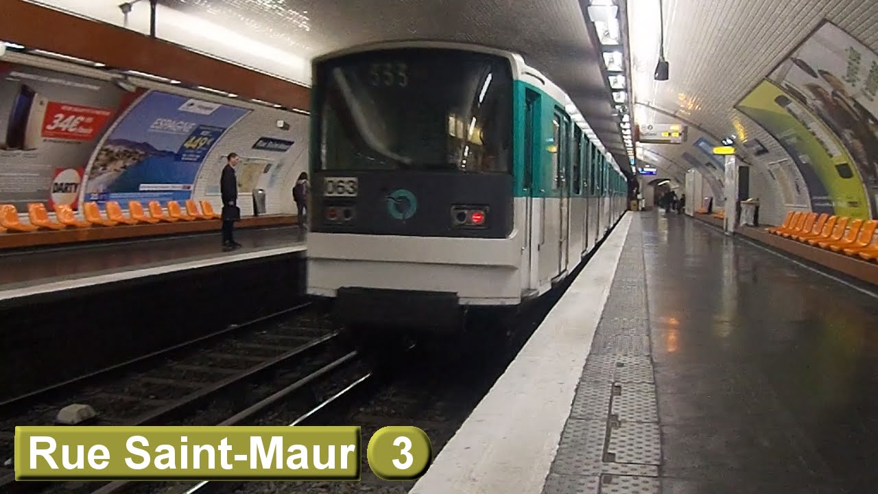 Métro de Paris Rue SaintMaur Ligne 3 ( RATP MF67 ) YouTube