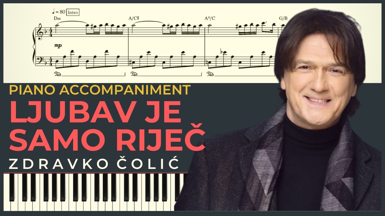 LJUBAV JE SAMO RIJEC – Zdravko Colic | Piano Karaoke Cover & Tekst ...