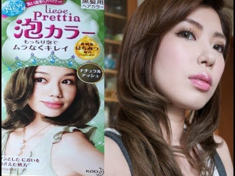 Kao Liese Prettia Natural Ash foaming hair dye before after, hair dye