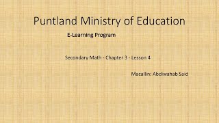 Secondary Math  - Chapter 3  - Lesson 4