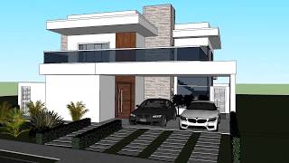 MAQUETE DE CASA - SKETCHUP EM MINUTOS - 02 - Projeto Sobrado com 304 Metros Quadrados MAQUETE DE CASA - SKETCHUP EM MINUTOS - 02 - Projeto Sobrado com 304 Metros Quadrados