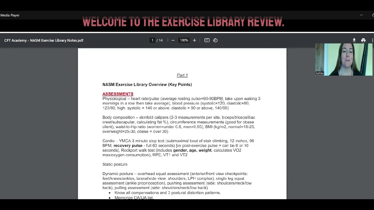 NASM CPT Exercise Library Review | Most Tested Exercises & Assessments ...