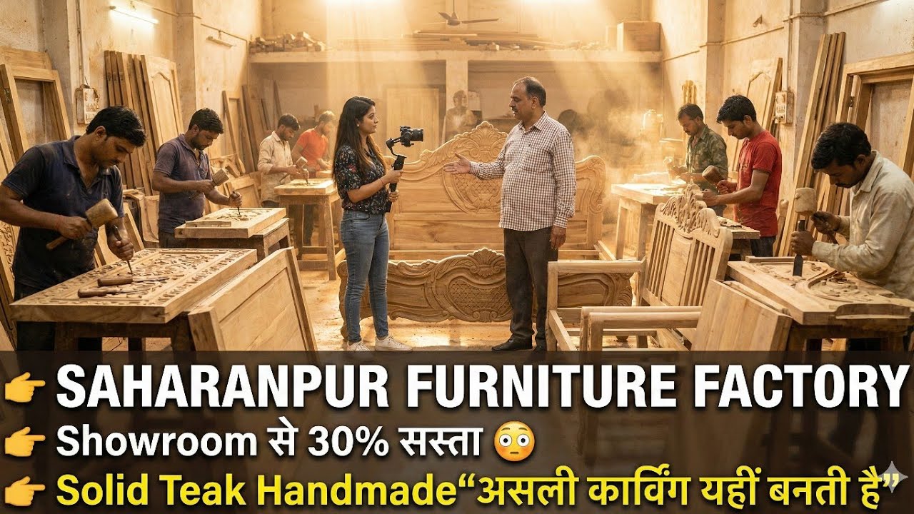 Saharanpur Furniture Factory 😱 1 लाख का बेड यहाँ कितना मिलता है? Handmade Carving Tour