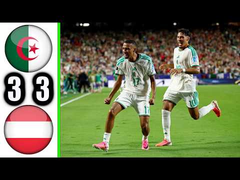ملخص مباراة الجزائر والنمسا 3 3 اهداف الجزائر والنمسا كأس العالم 2026