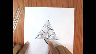 How to draw zentangle triangular pattern