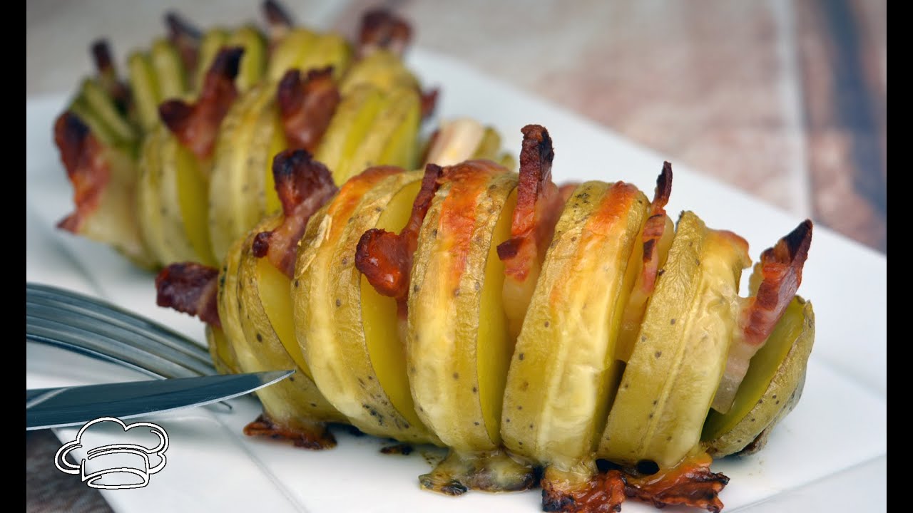 Patatas hasselback con panceta y mozzarella 1 receta fácil