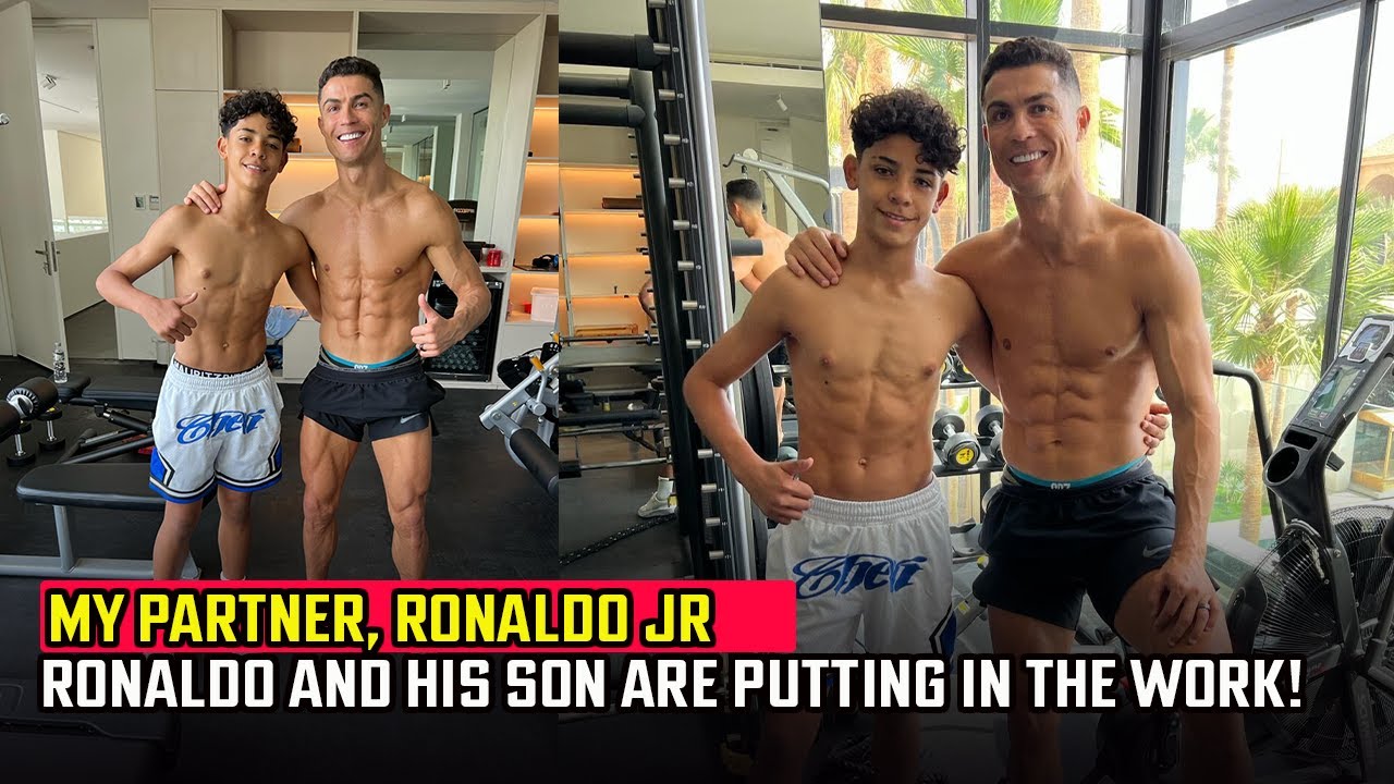 Cristiano Ronaldo and Son Cristiano Jr Show Off Their Abs 'My Partner