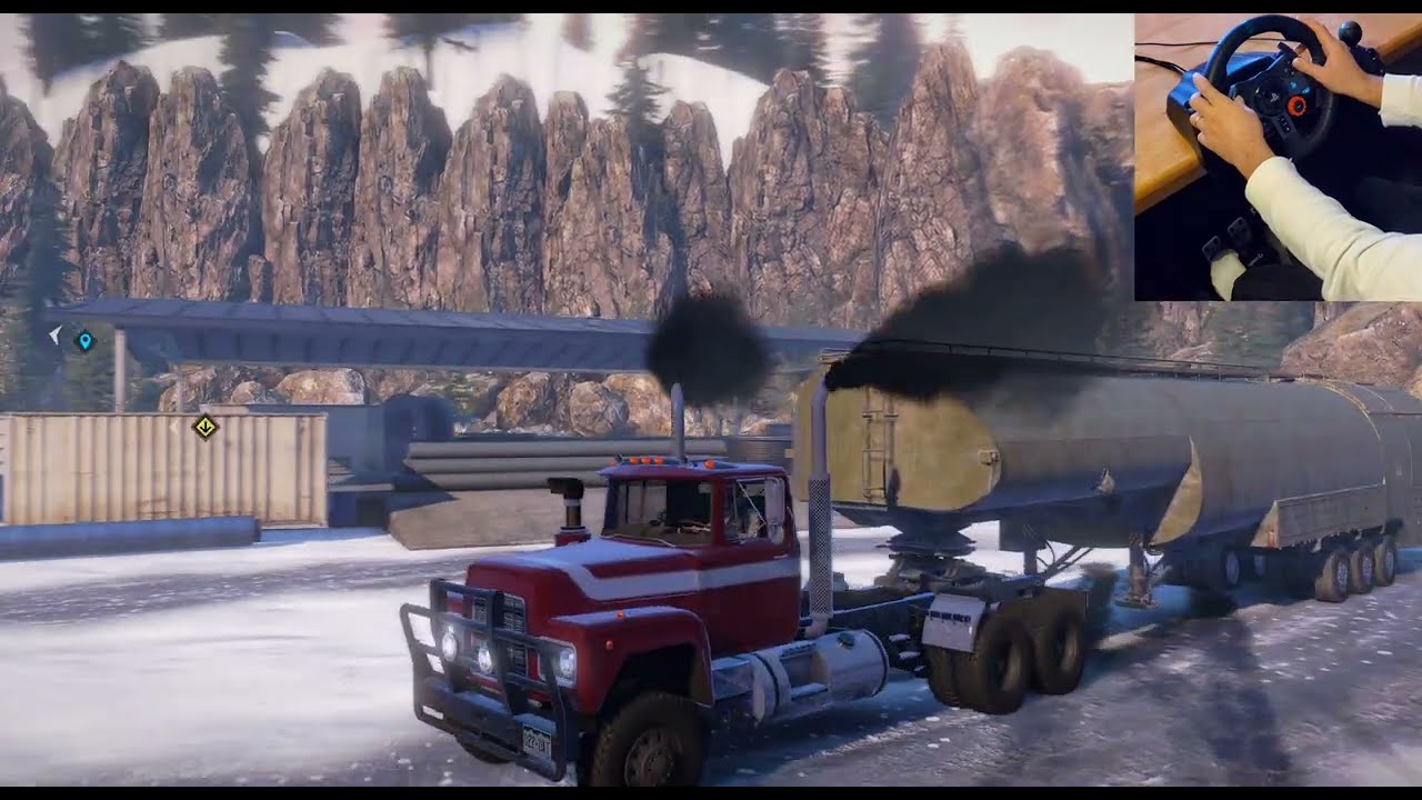 Snowrunner : Mack R  - Realistic physics -  Transporting a Heavy Fuel Tanker I Logitech G29