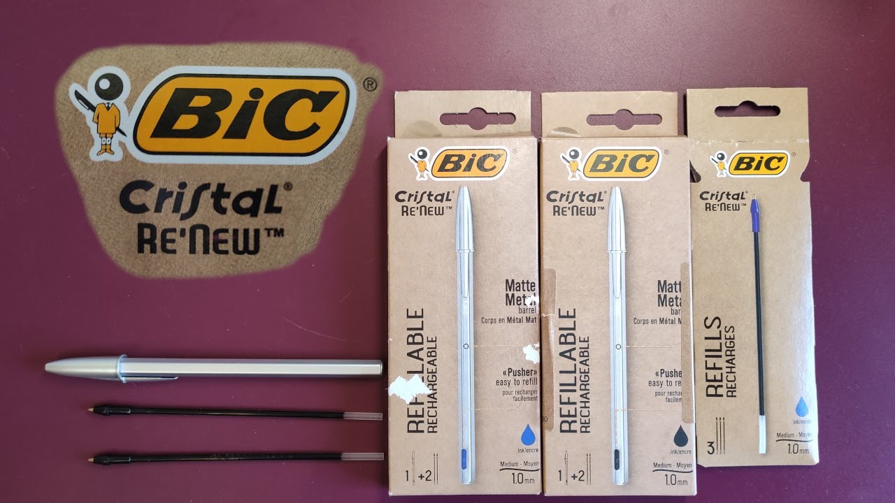BIC Cristal Re'New: Penne a Sfera Ricaricabili con Fusto in Metallo