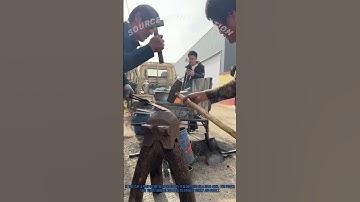 Blacksmith Forging: Hammering Hot Glowing Metal on Anvil