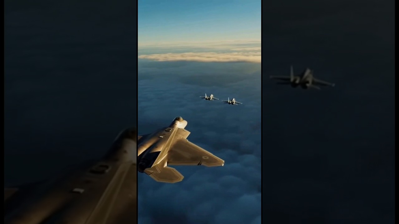 U.S F-22 Creeps Up on Russian Su-33 Fighters | Stealth Intercept 