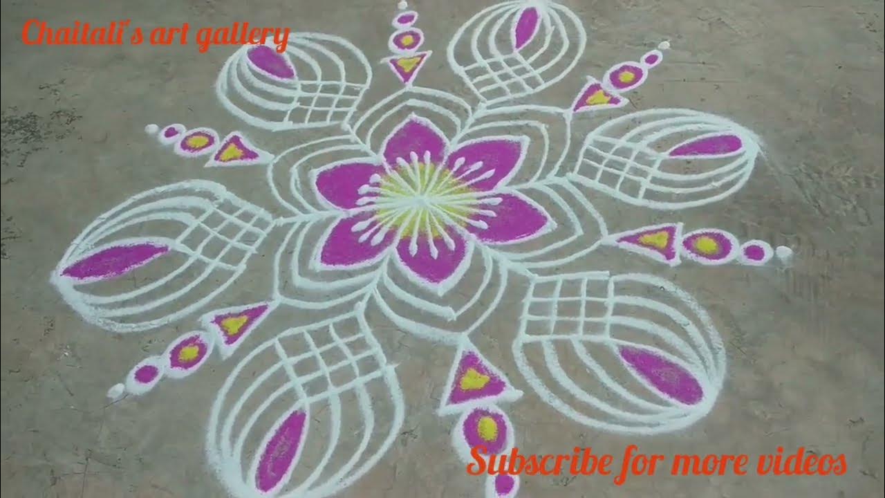 easy rangolidesign || pulli kolangal || 5*3 dots rangoli ...