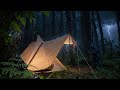 SOLO CAMPING IN AMAZING RAIN!! Heavy Rain, thunderstrom, strong wind (SOOTHING RAIN SOUND ASMR)