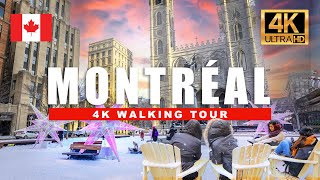 Montréal, Quebec, Canada Walking Tour  Relaxing Winter Walkthrough | 4K HDR 60fps