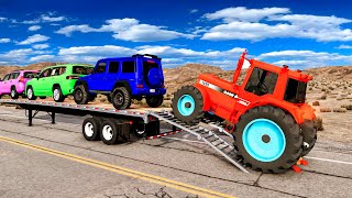 Flatbed Truck McQueen | Transportation with Truck - Pothole vs Car #1 | BeamNG.Drive Gameplay
