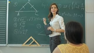 Clever Confident Female Student in the Classroom Writing on a Chalkboard Math | Stock Footage -