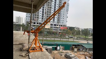 Tời điện đa năng tốc độ siêu nhanh 30m/phút. Khung cẩu xoay 360 độ 500-800kg nâng vật liệu xây dựng.