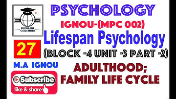 #IGNOU MPC 002|#M. A|#Lifespan Psychology|#Adulthood; Family Life Cycle|#Block 4|#Unit 3|#Part 2