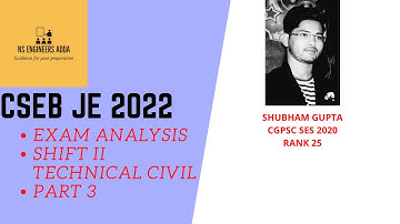 CSEB JE 2022 2nd Shift TECHNICAL CIVIL PART 3