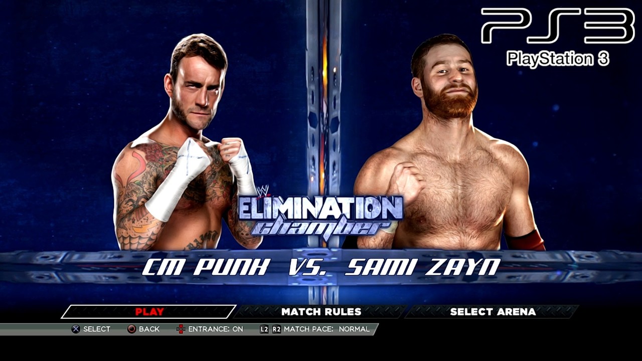 WWE 2K15 PS3 - CM Punk VS Sami Zayn - Falls Count Anywhere [2K][mClassic]