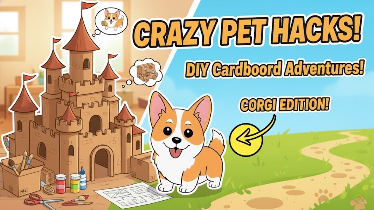 🐕‍🦺 Lil Corgi’s Day of Fun! Cardboard Crafts & Clever DIY Hacks ✨🐱
