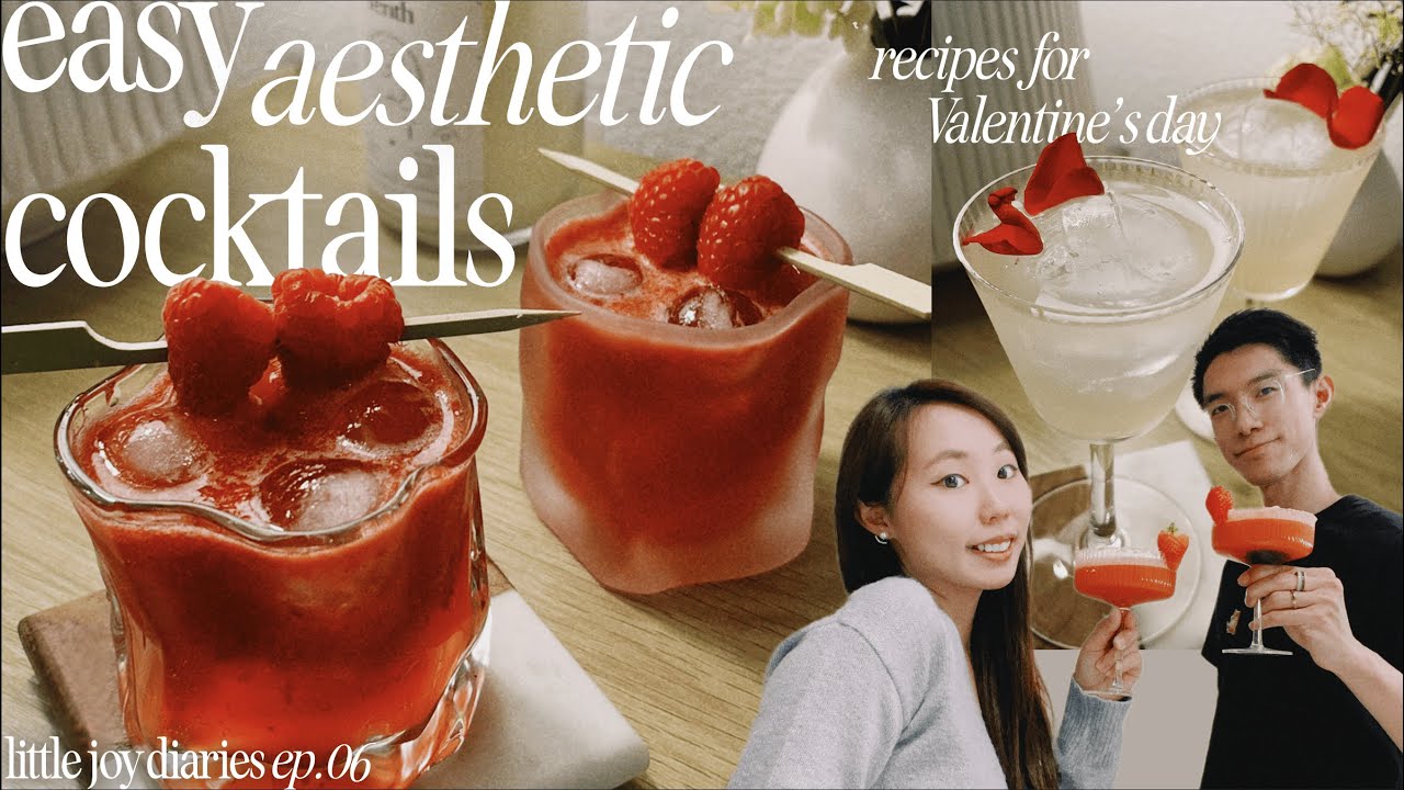 Making Cocktails at Home ✨: Easy Recipes for Floral cocktails, Kir Royale, Rosé, Margarita...| vlog🍸