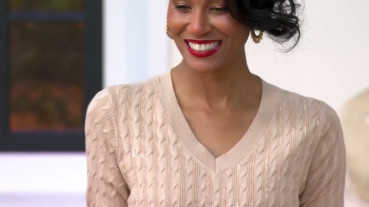 Belle by Kim Gravel Shine into Spring V Neck Sweater on QVC