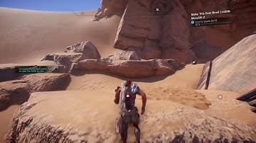 Mass Effect™ Andromeda (PS4) Sara Ryder activates the Monolith on Elaaden with a Glyph Puzzle